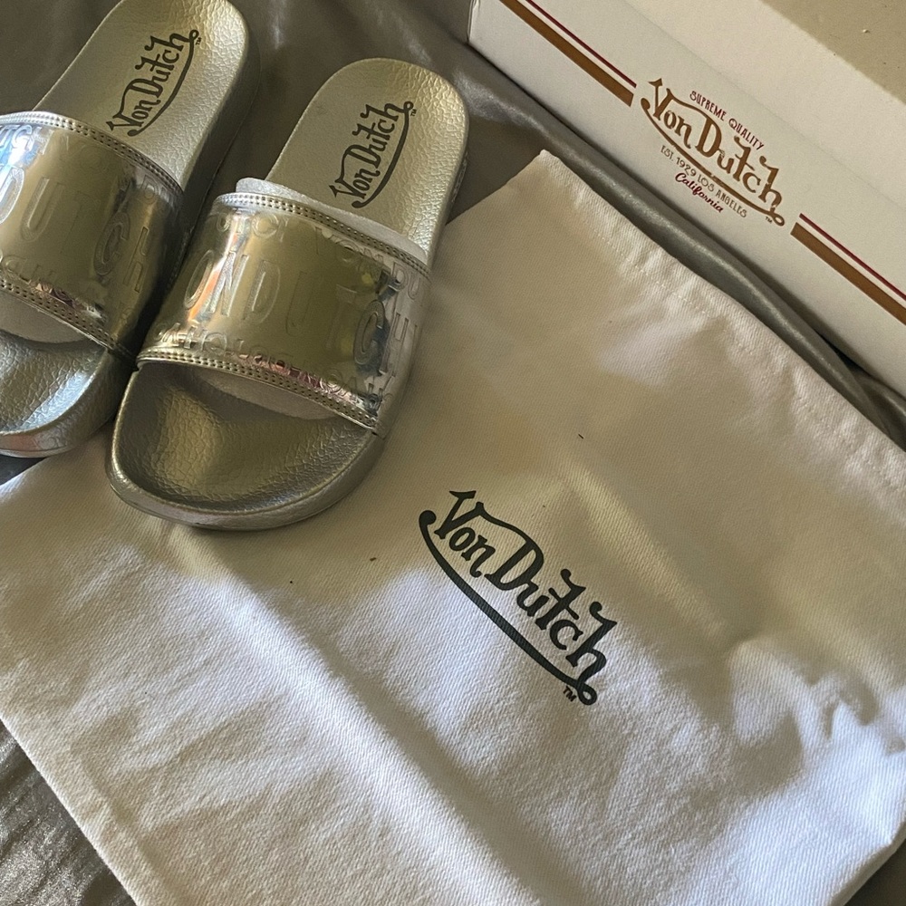 Von Dutch Silver Foil Reflective Slides